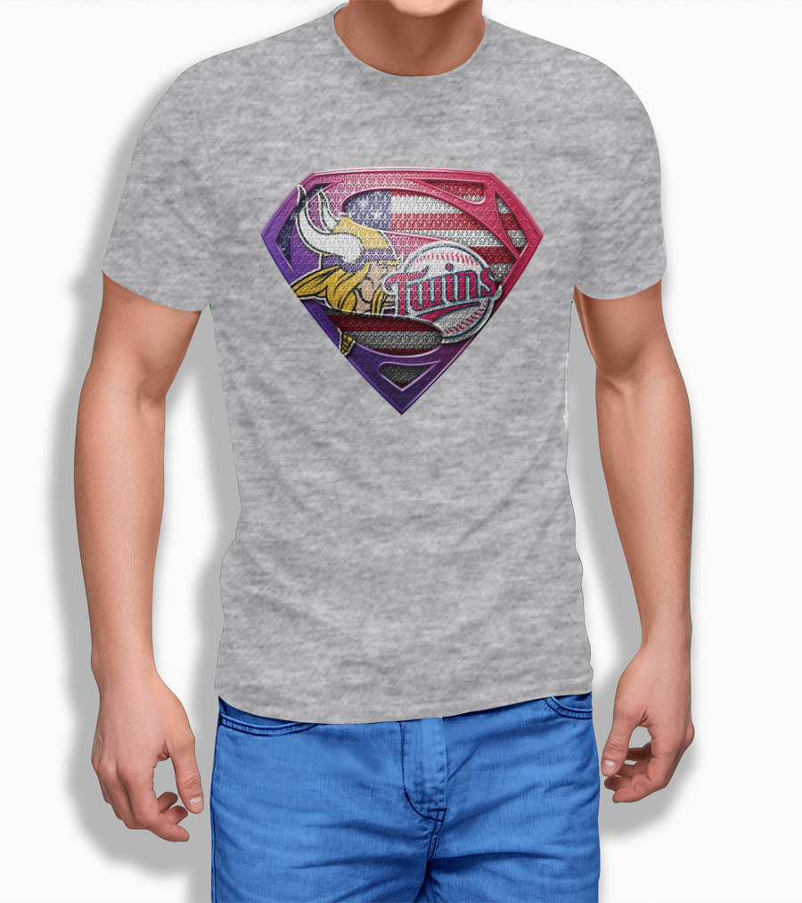 Minnesota Twins Vikings American Flag Superman T-Shirt