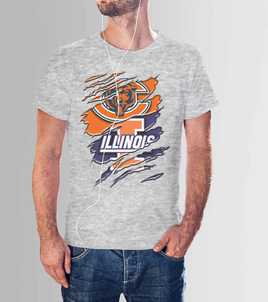 Chicago Bears Illinois Fighting Illini Mashup Rah T-Shirt