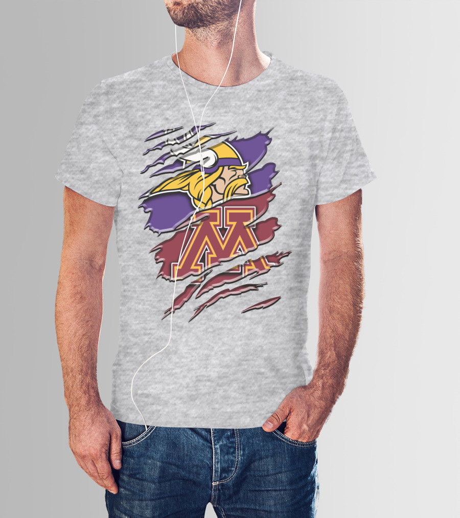 Minnesota Vikings And Golden Gophers Claw Marks Rah 133 T-Shirt