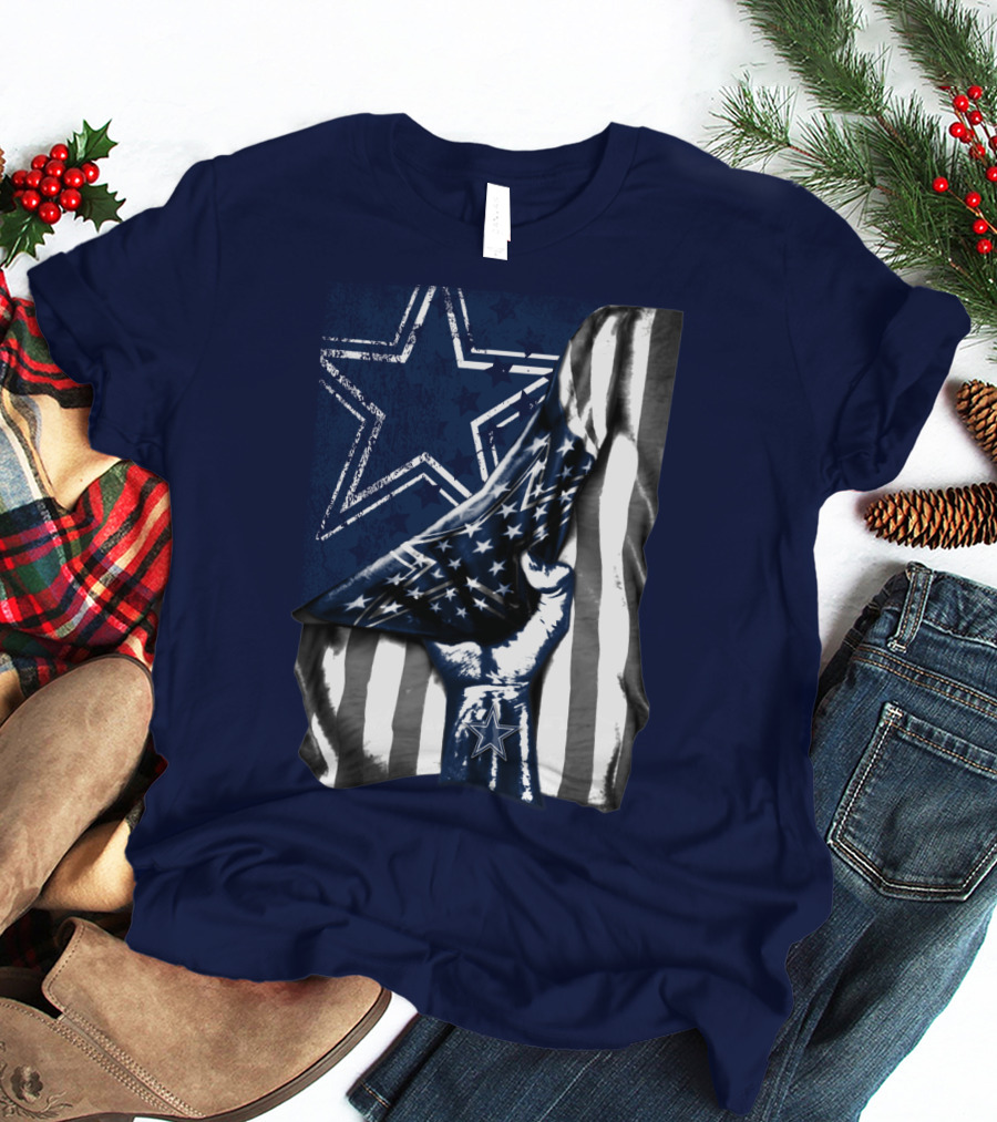Dallas Cowboys Star Fist With American Flag T-Shirt