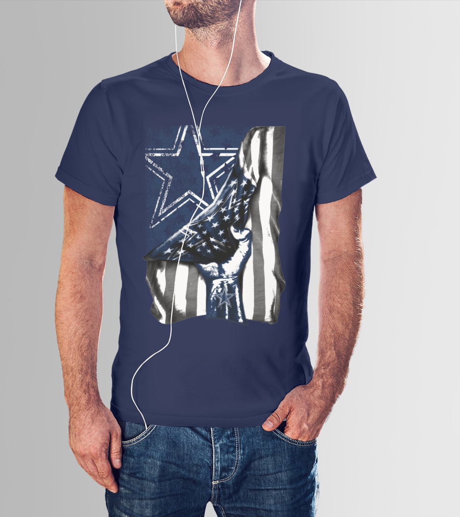 Dallas Cowboys Star Fist With American Flag T-Shirt