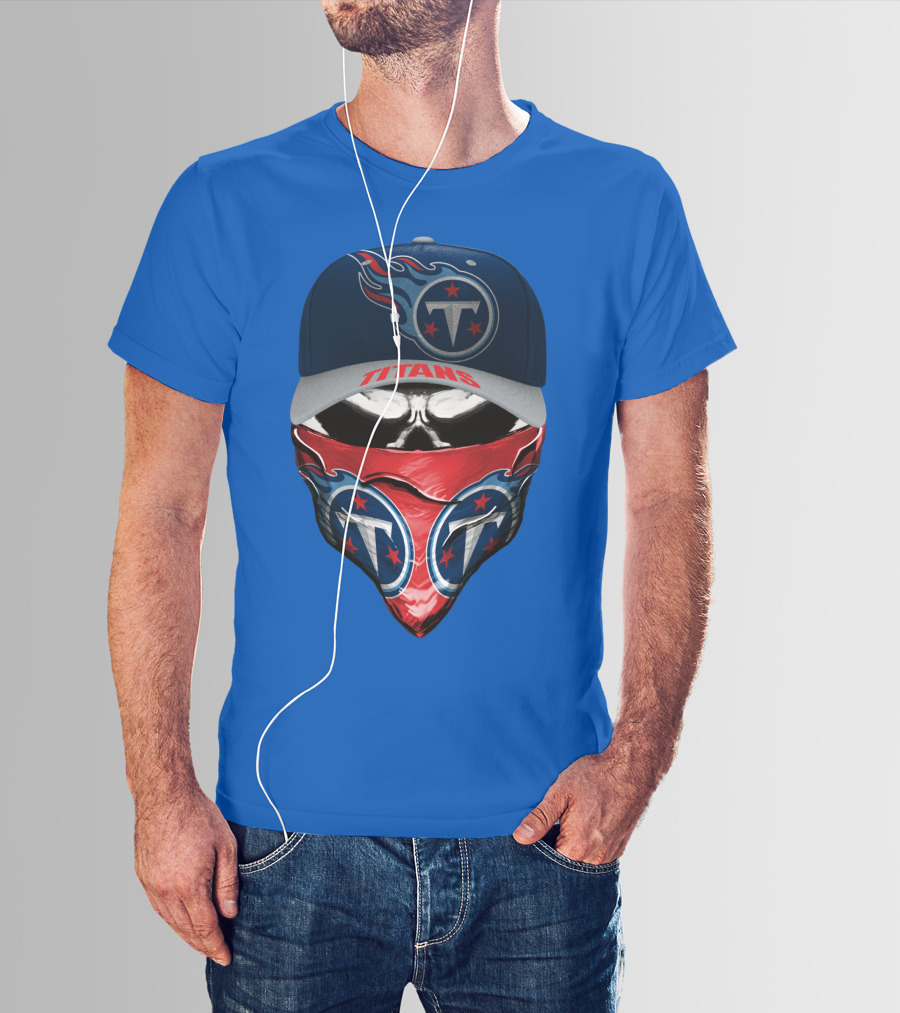 Tennessee Titans Logo Bandana And Cap Combination T-Shirt