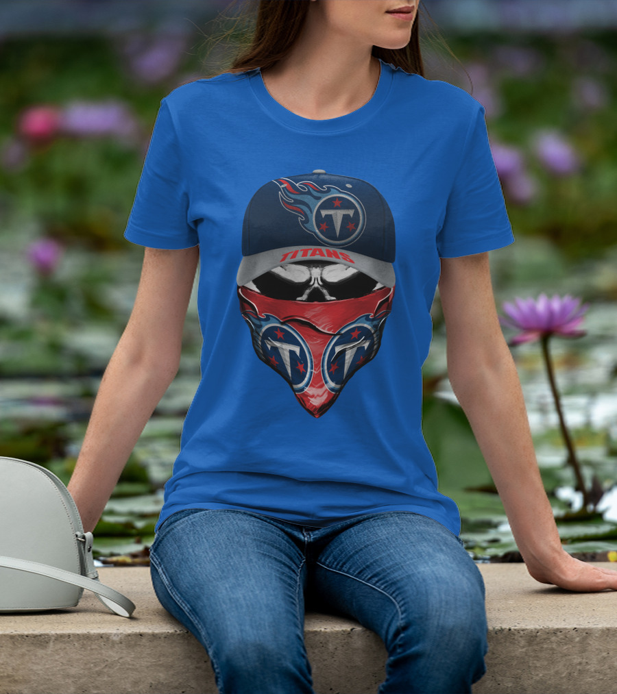 Tennessee Titans Logo Bandana And Cap Combination T-Shirt