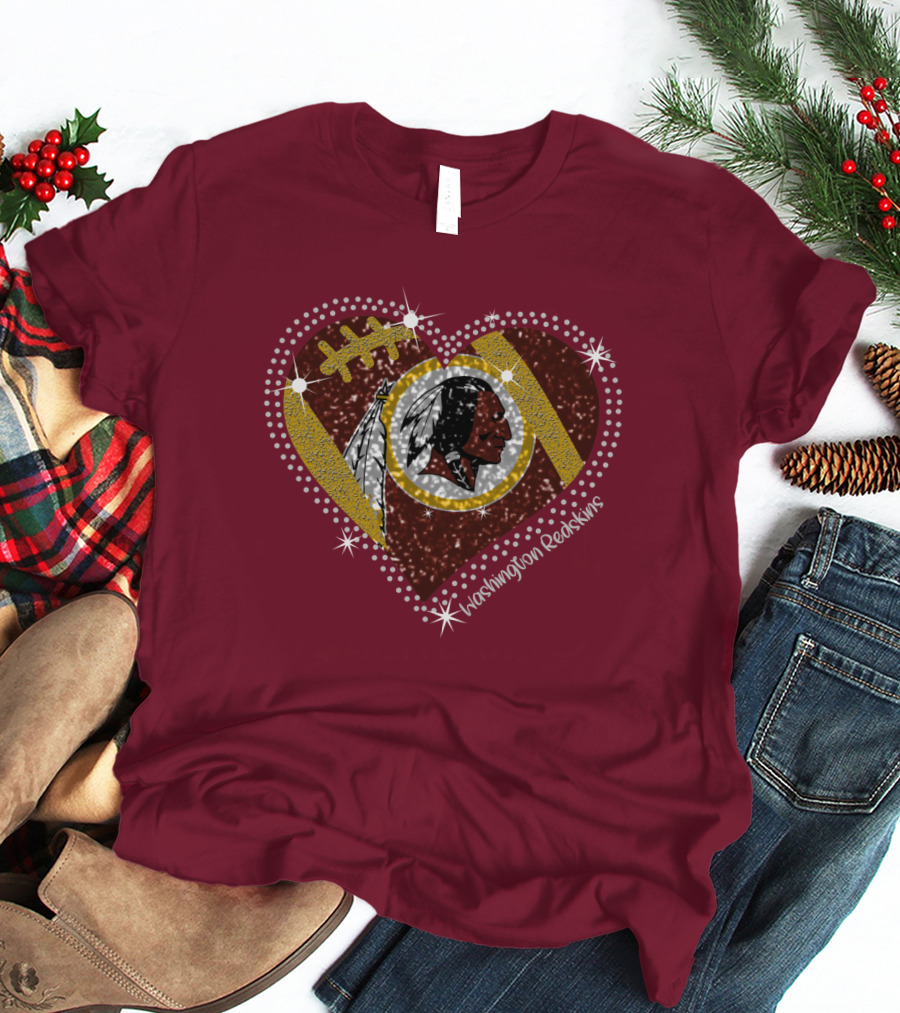 Washington Redskins Heart Football T-Shirt