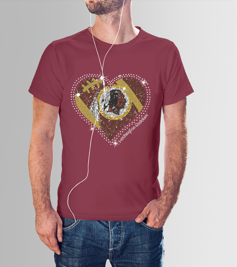 Washington Redskins Heart Football T-Shirt