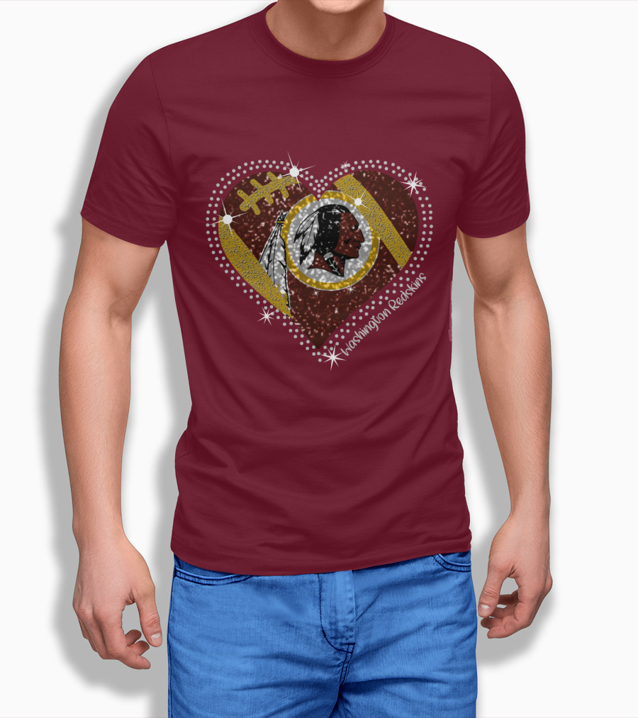 Washington Redskins Heart Football T-Shirt