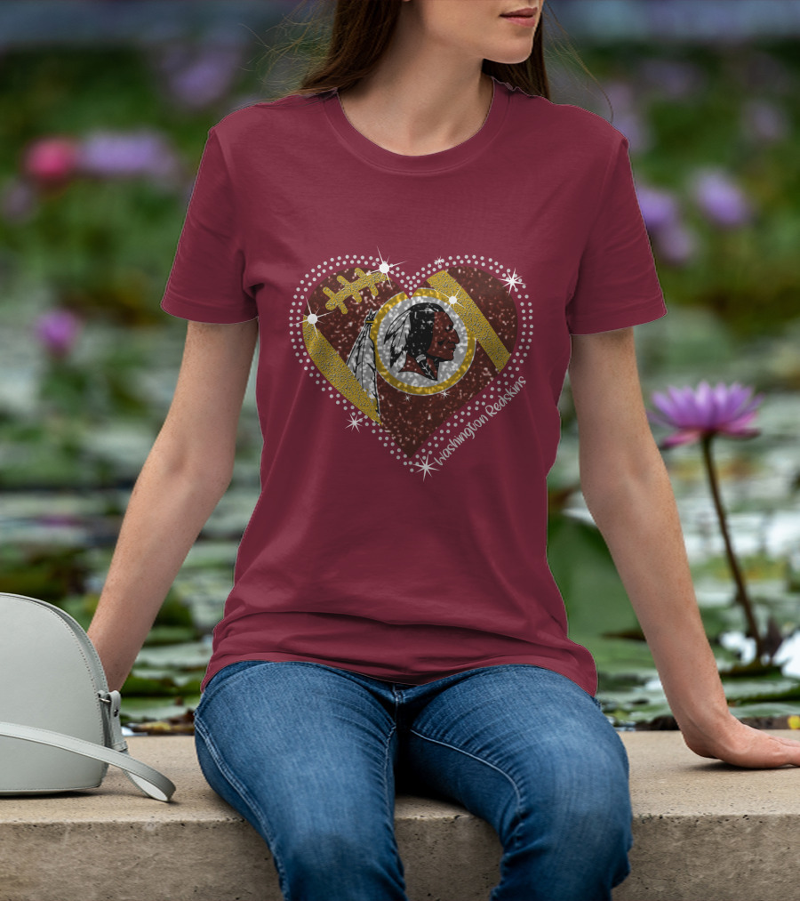 Washington Redskins Heart Football T-Shirt