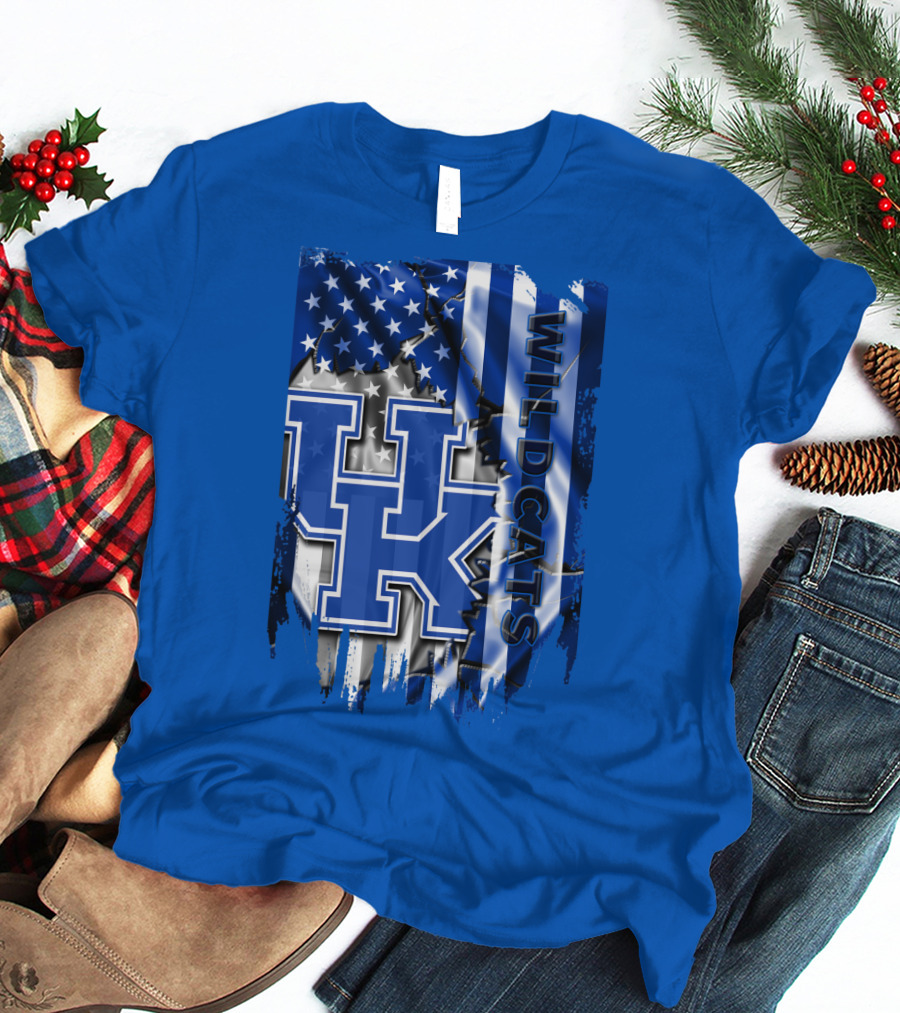 Kentucky Wildcats American Flag Tribute Uk T-Shirt