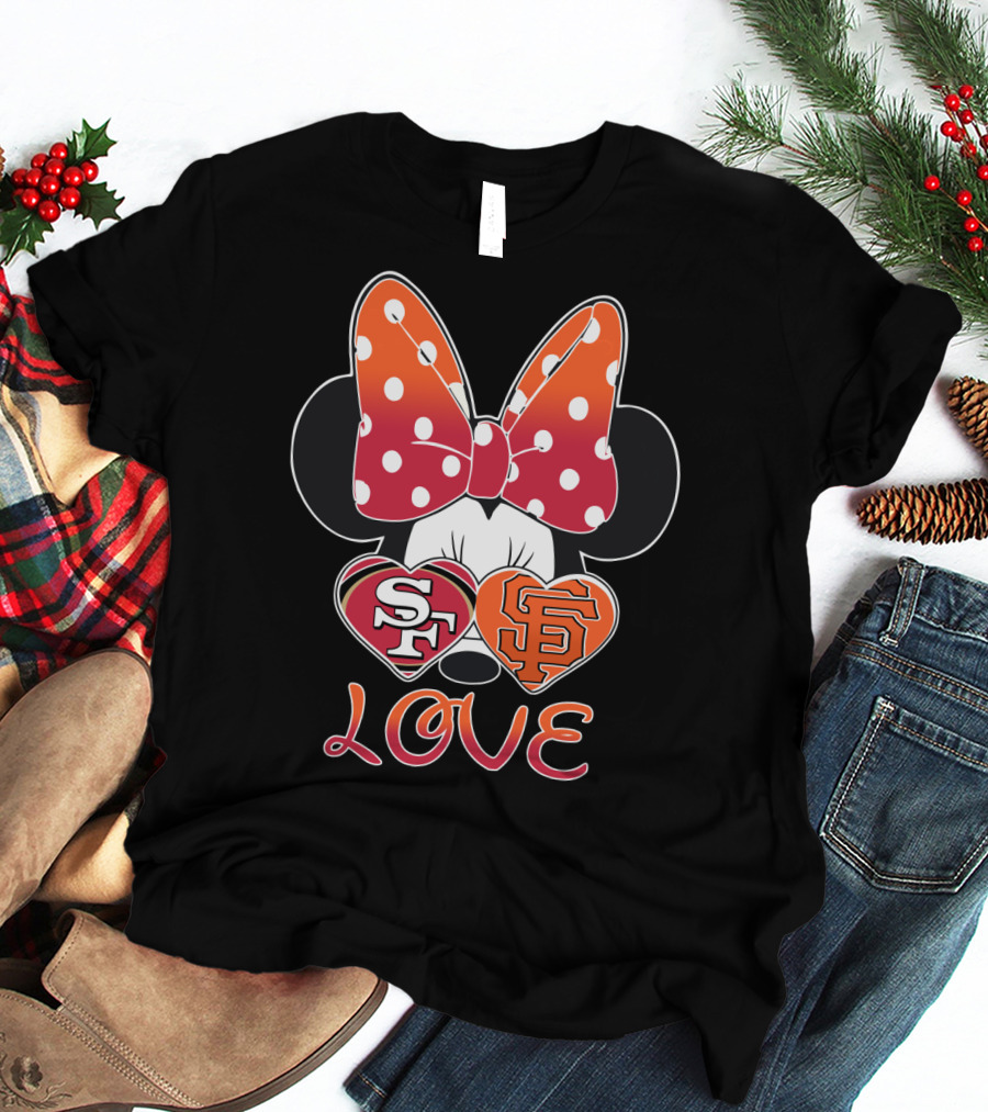 Minnie Mouse Love Sf 49ers Giants Hearts T-Shirt