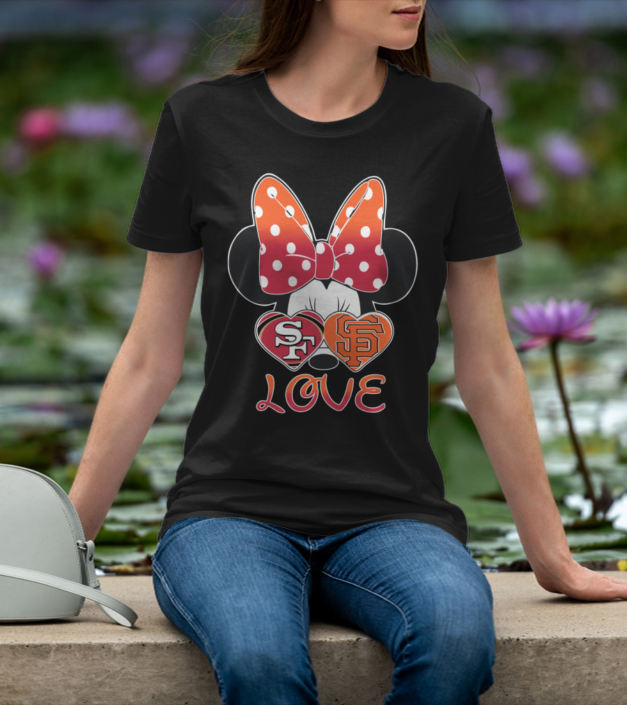 Minnie Mouse Love Sf 49ers Giants Hearts T-Shirt