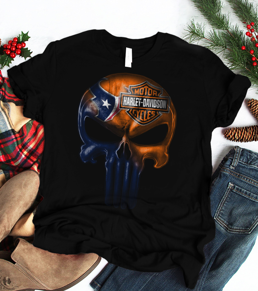Houston Texans Harley Davidson Skull T-Shirt