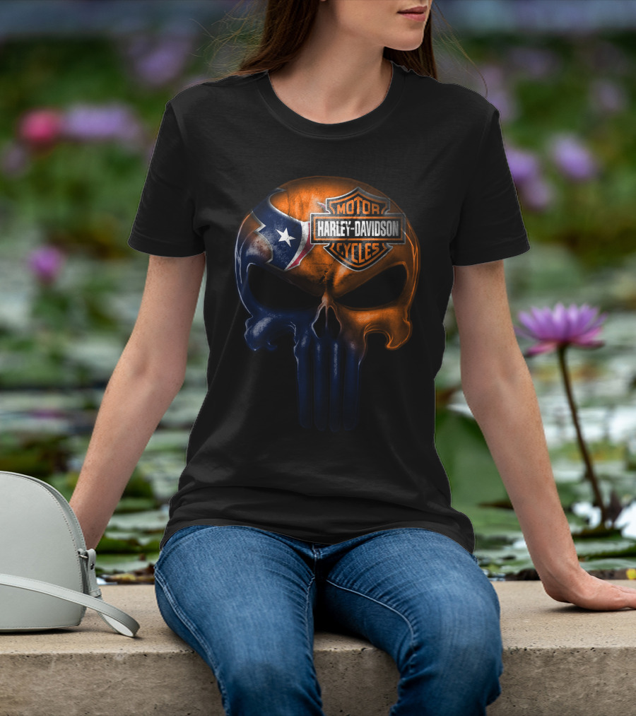 Houston Texans Harley Davidson Skull T-Shirt