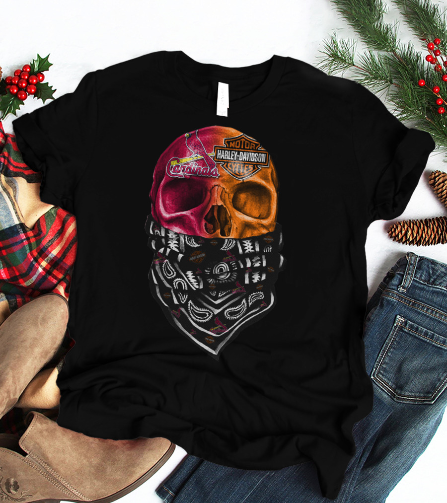 Cardinals Harley Davidson Skull Bandana T-Shirt