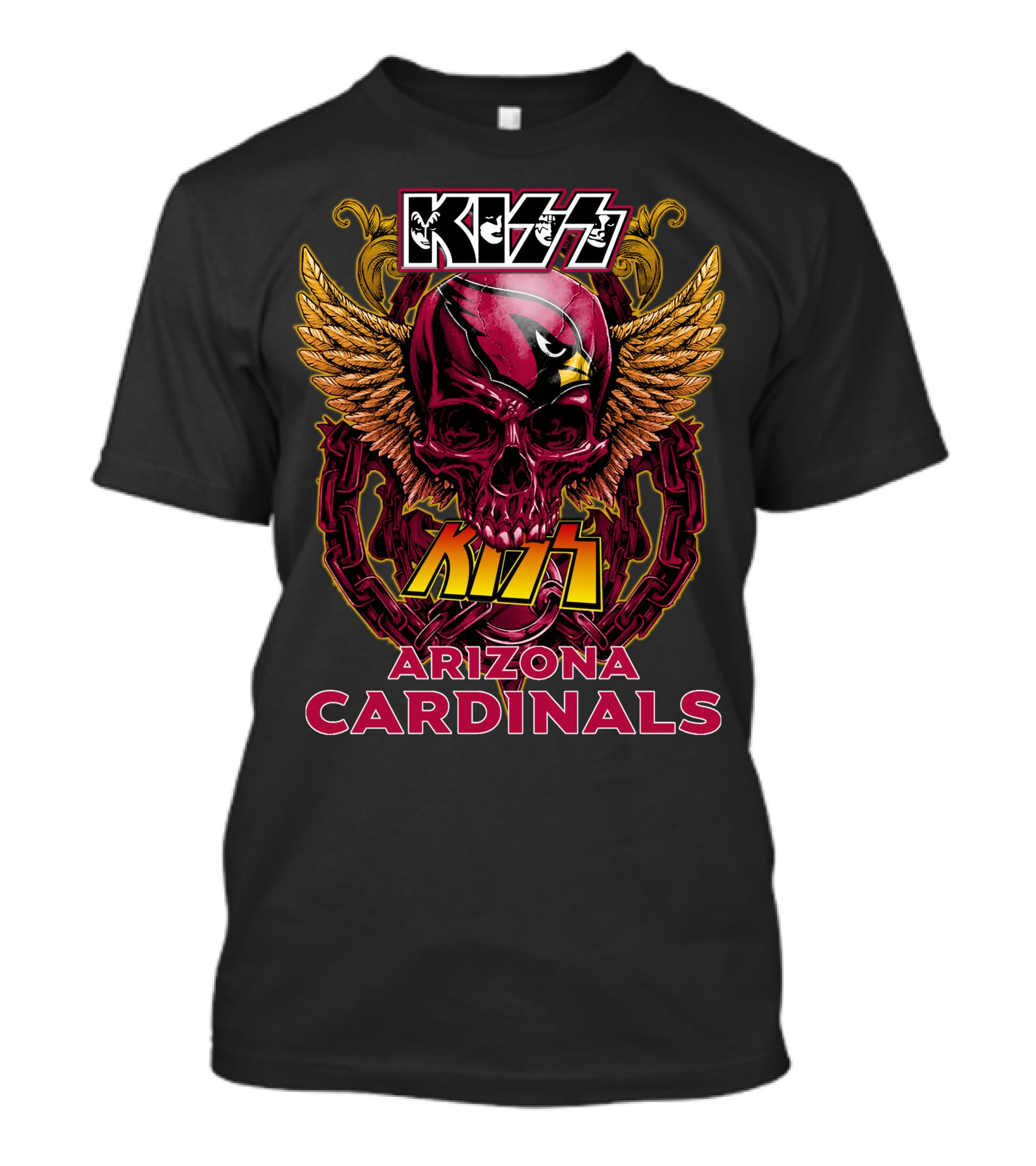 KISS Arizona Cardinals Skull Wings Chain T-Shirt