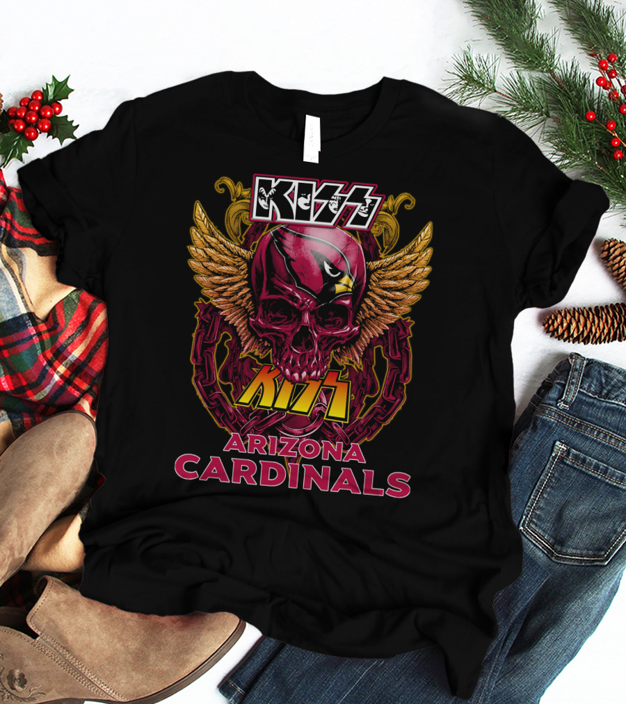 KISS Arizona Cardinals Skull Wings Chain T-Shirt