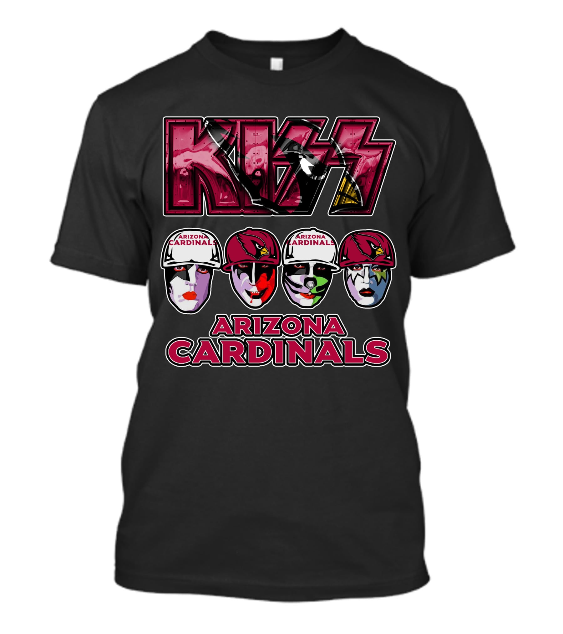 Kiss Arizona Cardinals Rock Band Face Paint Helmet T-Shirt