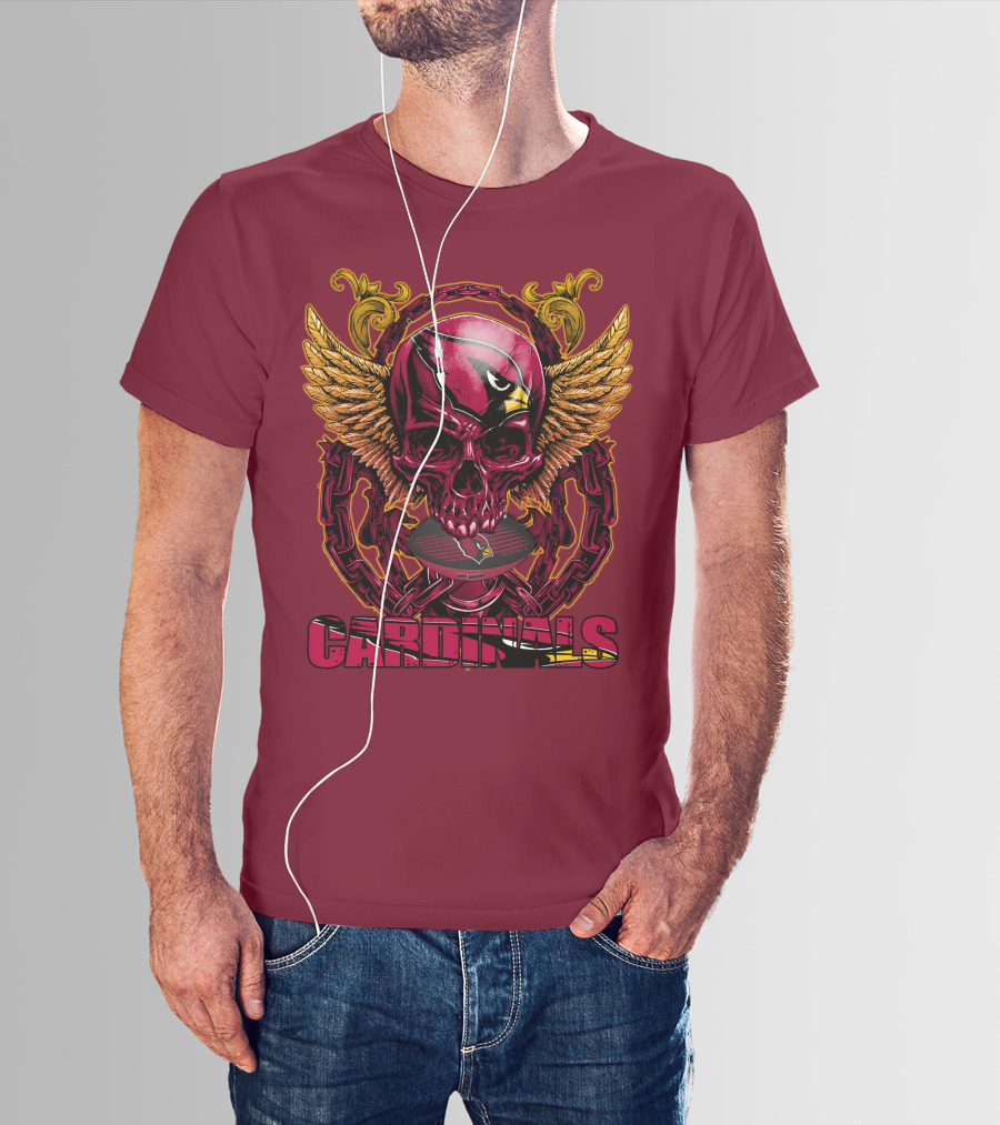 Arizona Cardinals Skullfb Winged Helmet Edition T-Shirt