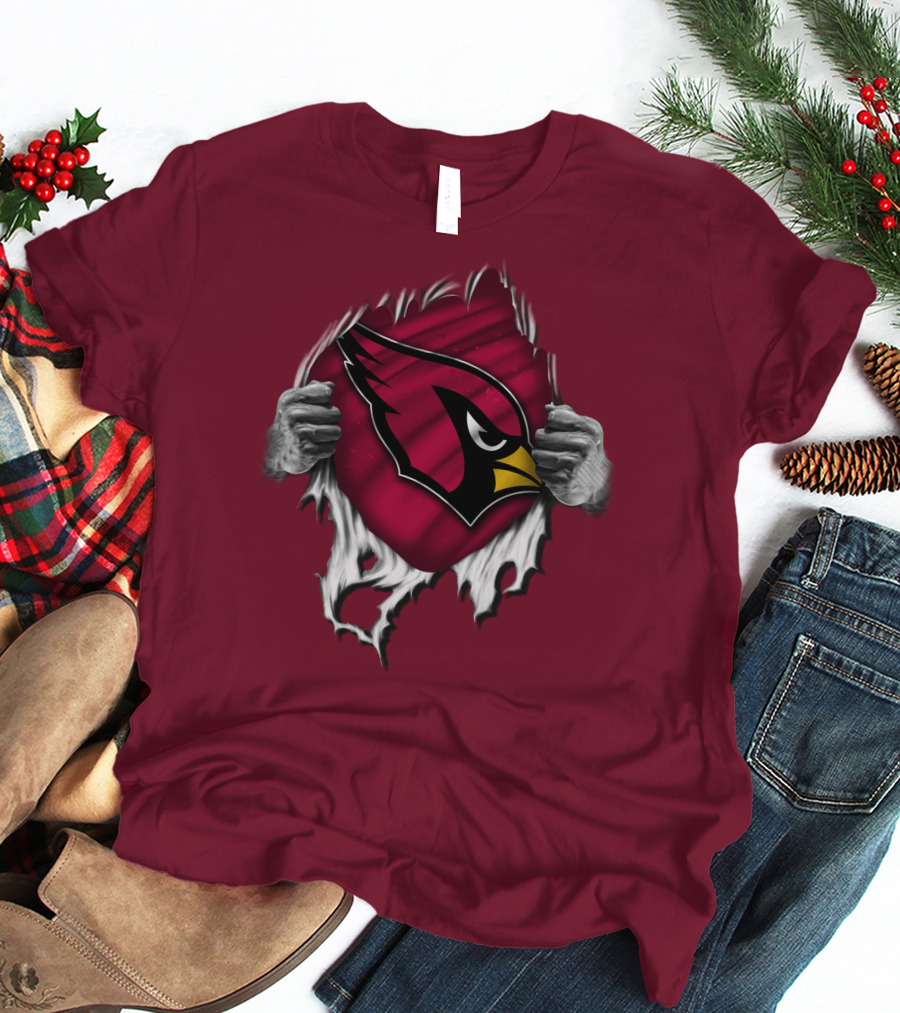 Torn Arizona Cardinals Emblem Revealed By Hands T-Shirt