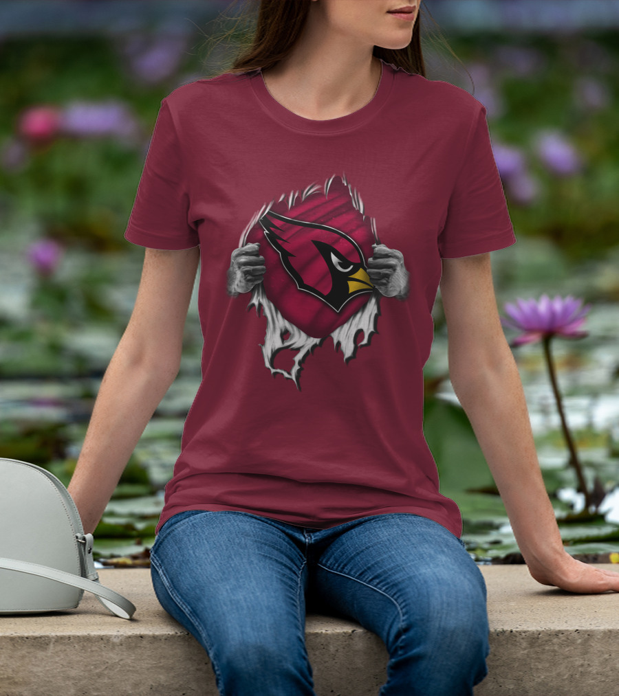 Torn Arizona Cardinals Emblem Revealed By Hands T-Shirt