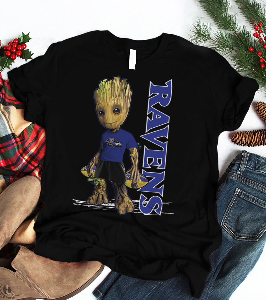 Groot Ravens Baltimore Football Fan T-Shirt