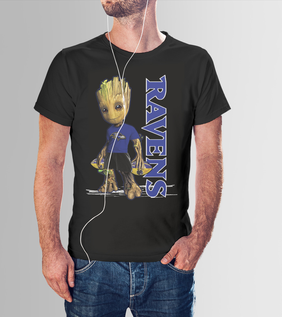Groot Ravens Baltimore Football Fan T-Shirt