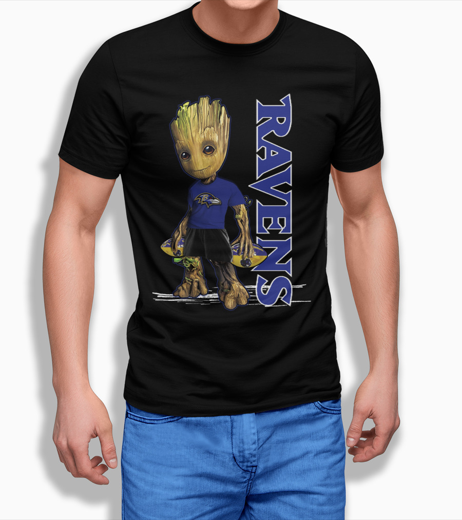 Groot Ravens Baltimore Football Fan T-Shirt
