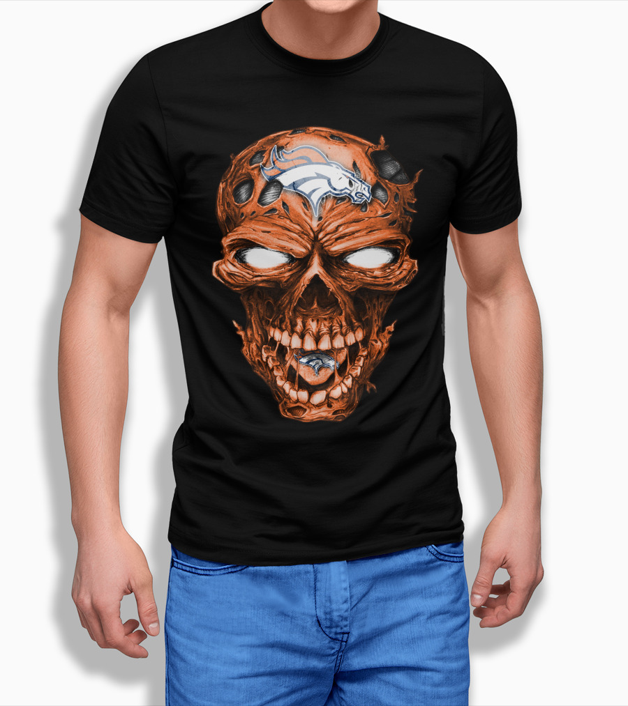Skull Denver Broncos NFL Logo Horror T-Shirt