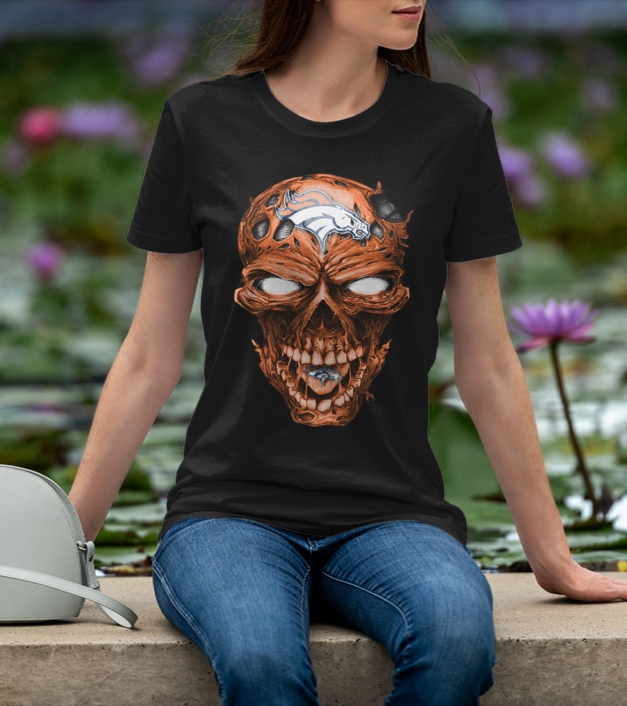 Skull Denver Broncos NFL Logo Horror T-Shirt