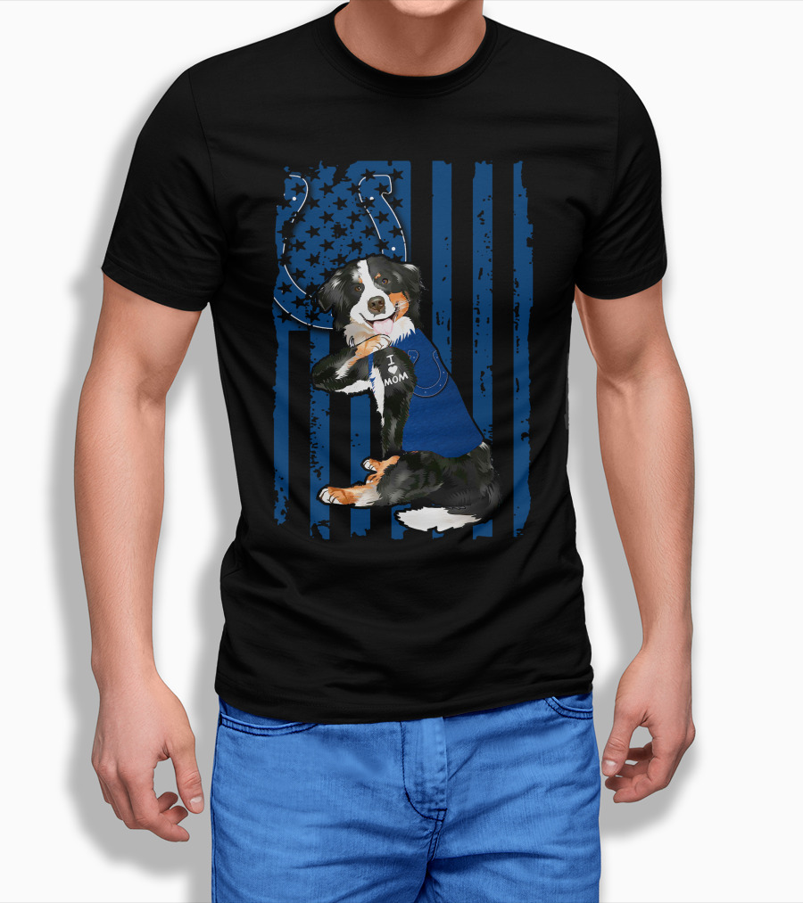 I Mom Border Collie Indianapolis Colts T-Shirt