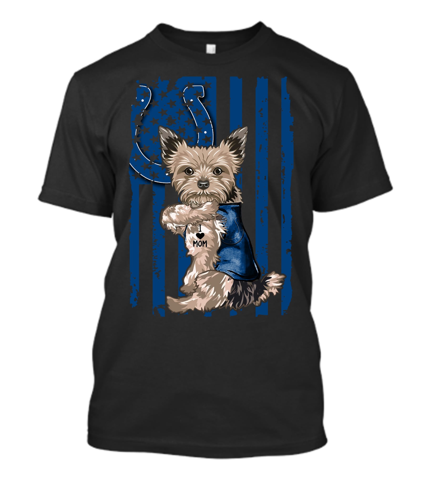 Yorkshire Terrier I Love Mom Indianapolis Colts Flag T-Shirt