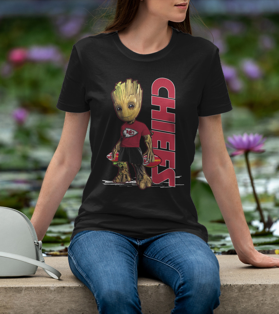 Groot Kansas City Chiefs NFL Fan Art With Chiefs T-Shirt