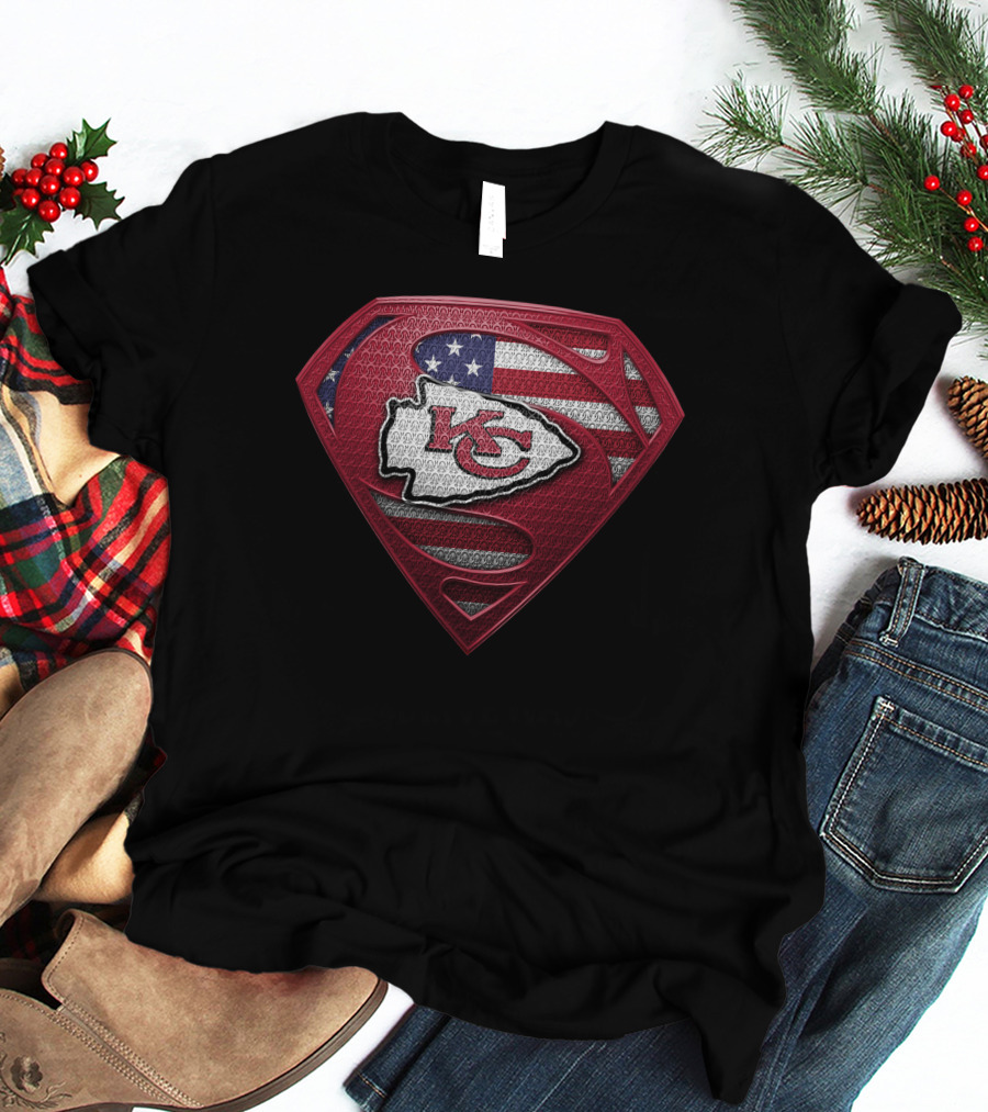 Kansas City Chiefs American Flag Superman T-Shirt