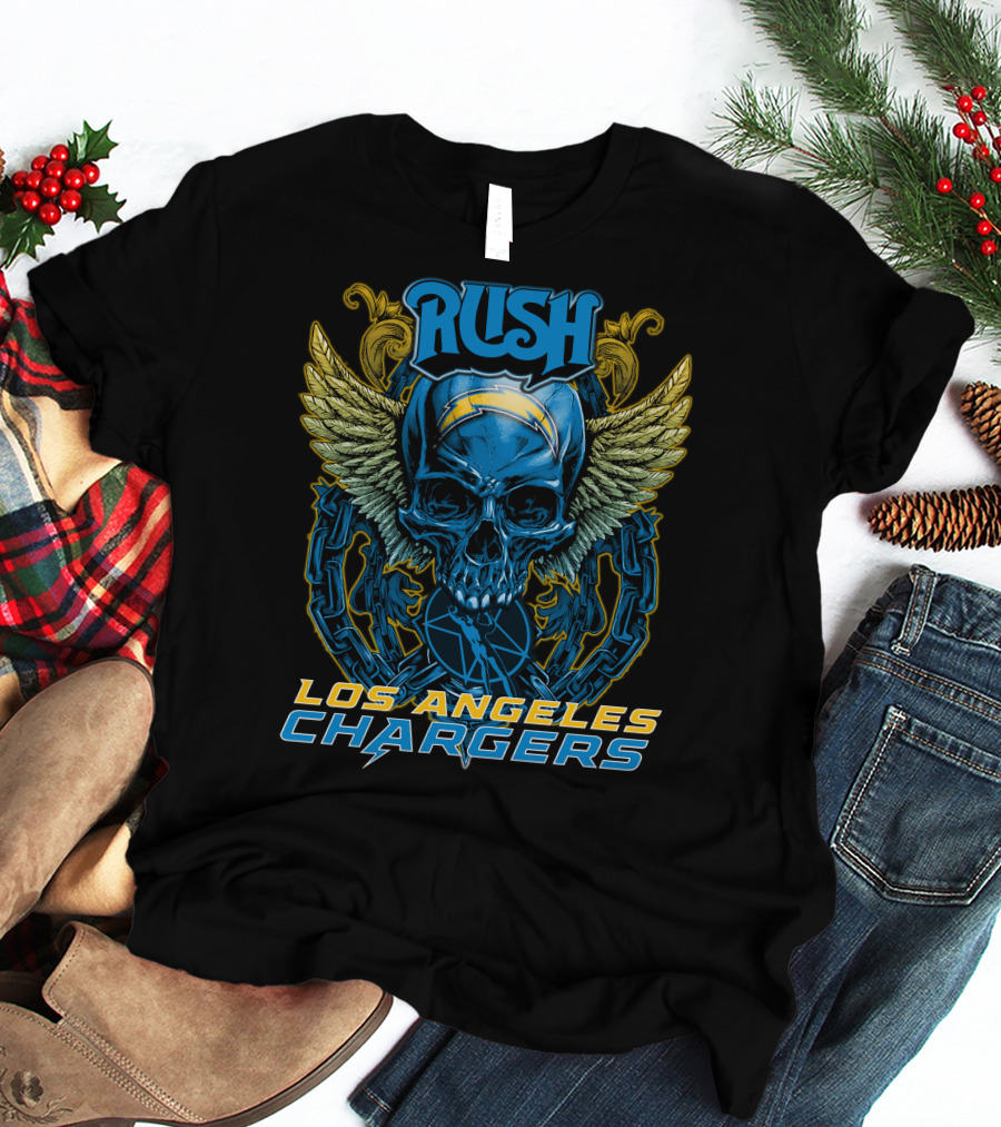 Rush Los Angeles Chargers Skull With Wings T-Shirt