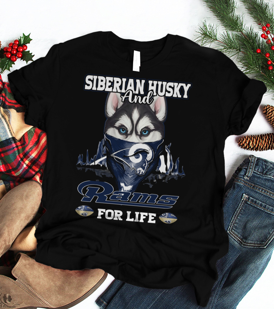 Siberian Husky And Rams For Life T-Shirt