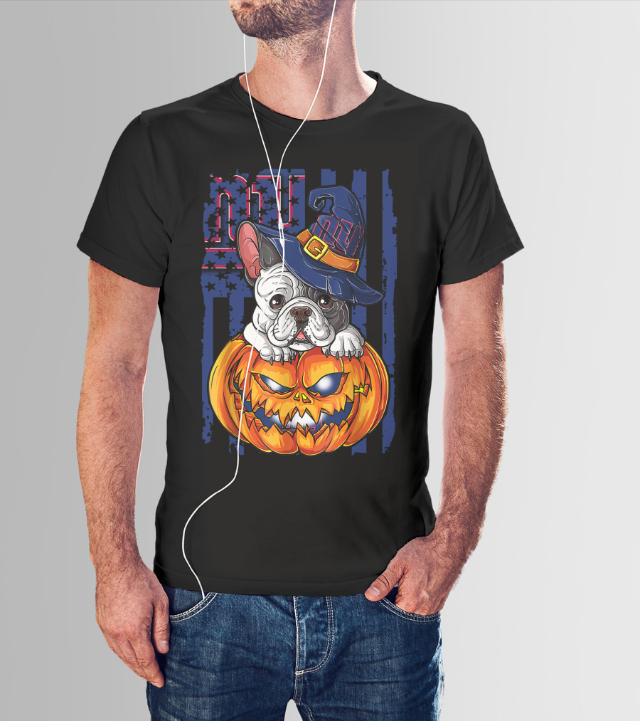 Hlw Bulldog New York Giants Halloween Pumpkin T-Shirt