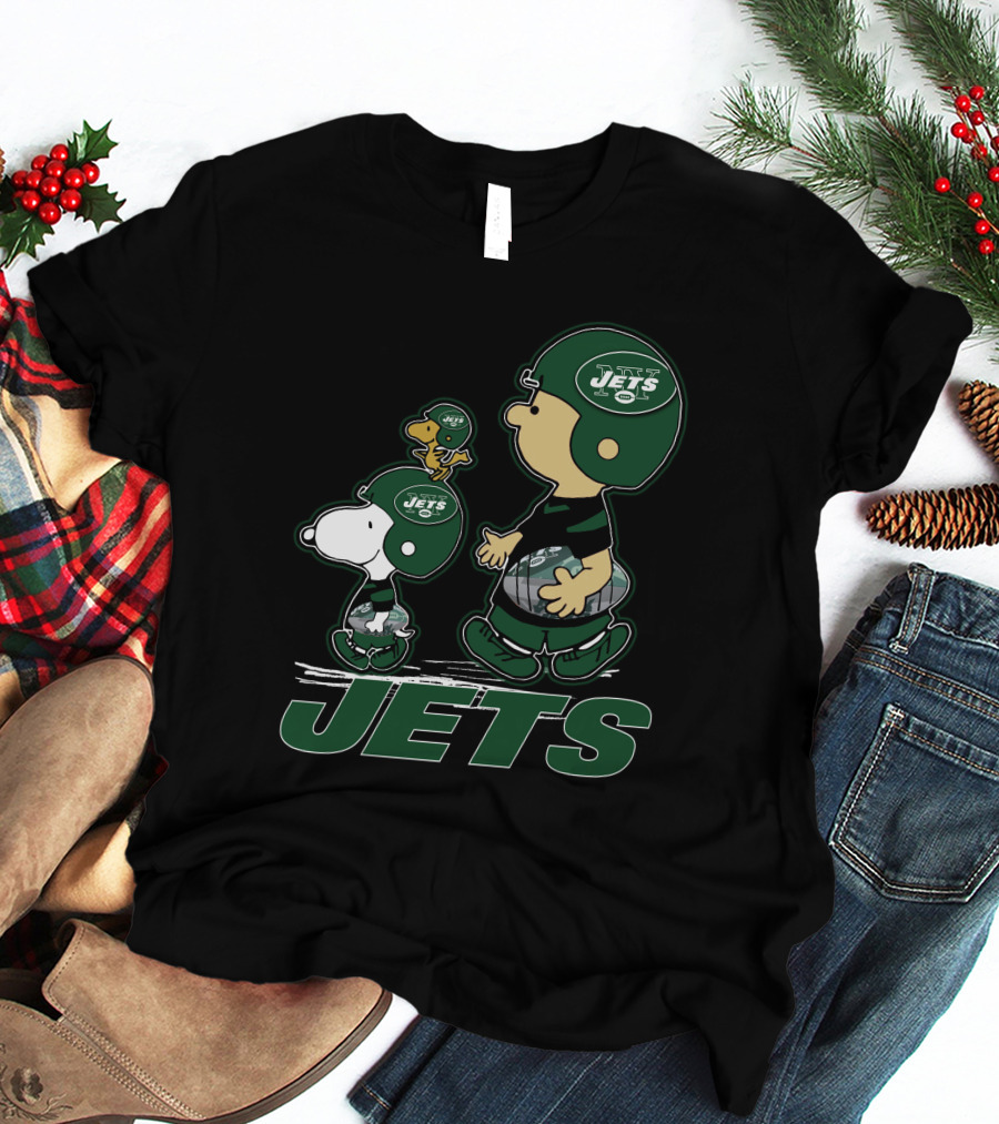 Snoopy Woodstock Jets Peanuts New York Football T-Shirt
