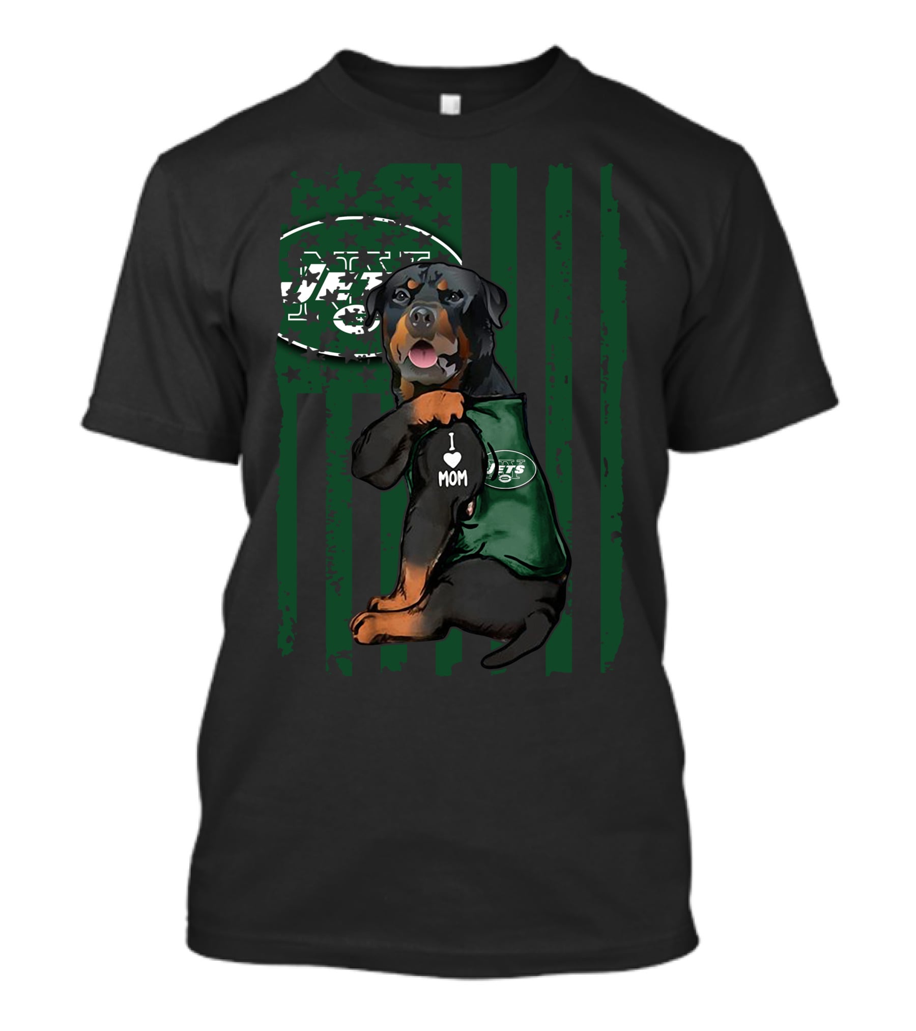 Rottweiler I Love Mom New York Jets Fan Gear T-Shirt
