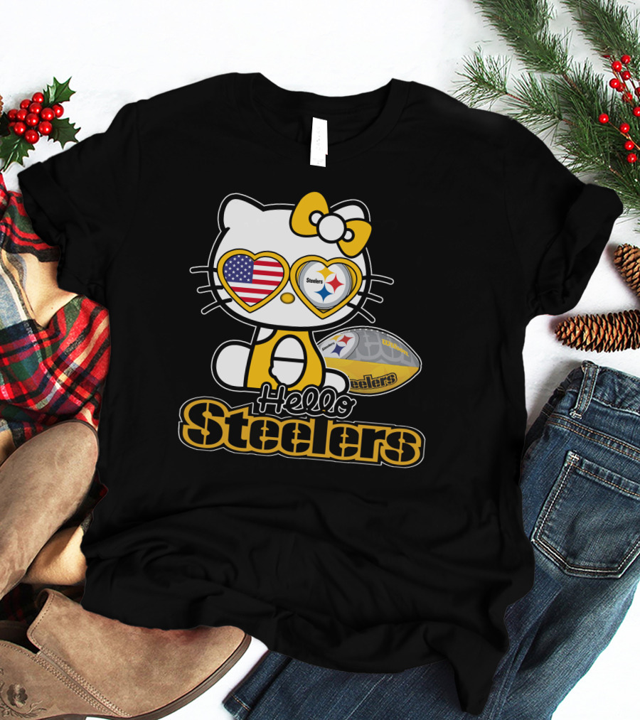 Hello Steelers Hello Kitty Pittsburgh Football T-Shirt