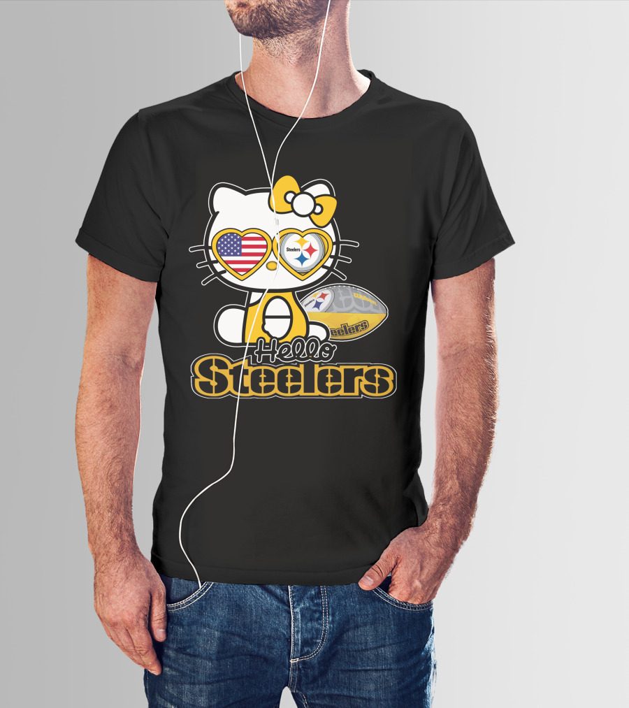 Hello Steelers Hello Kitty Pittsburgh Football T-Shirt