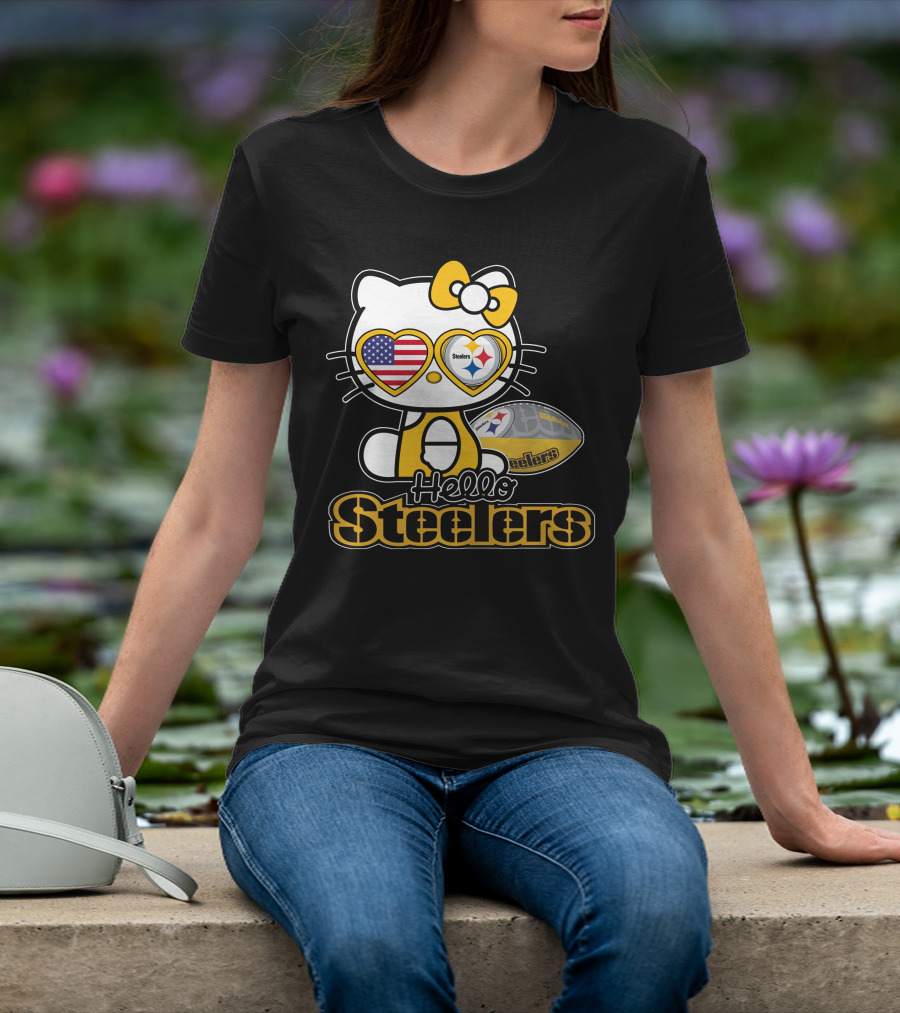 Hello Steelers Hello Kitty Pittsburgh Football T-Shirt