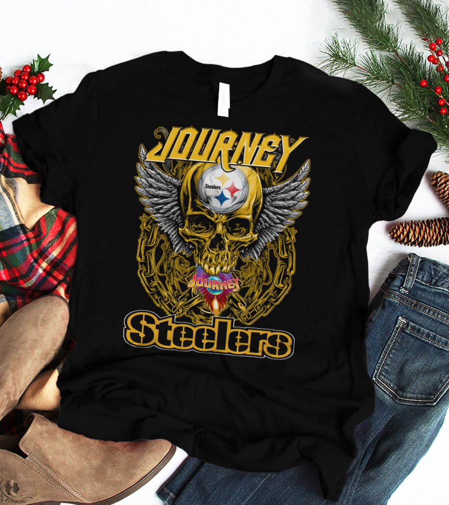 Journey Steelers Skull Wings Chain T-Shirt