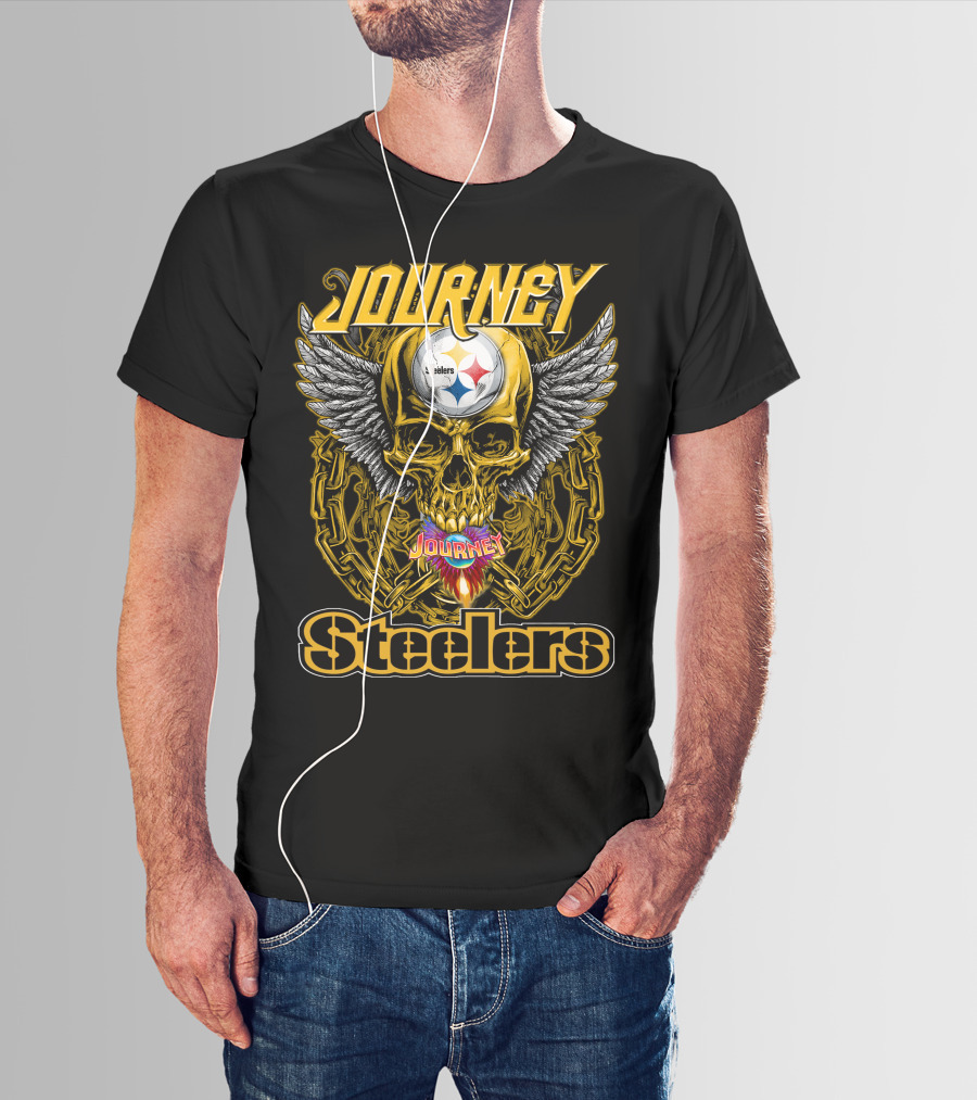 Journey Steelers Skull Wings Chain T-Shirt