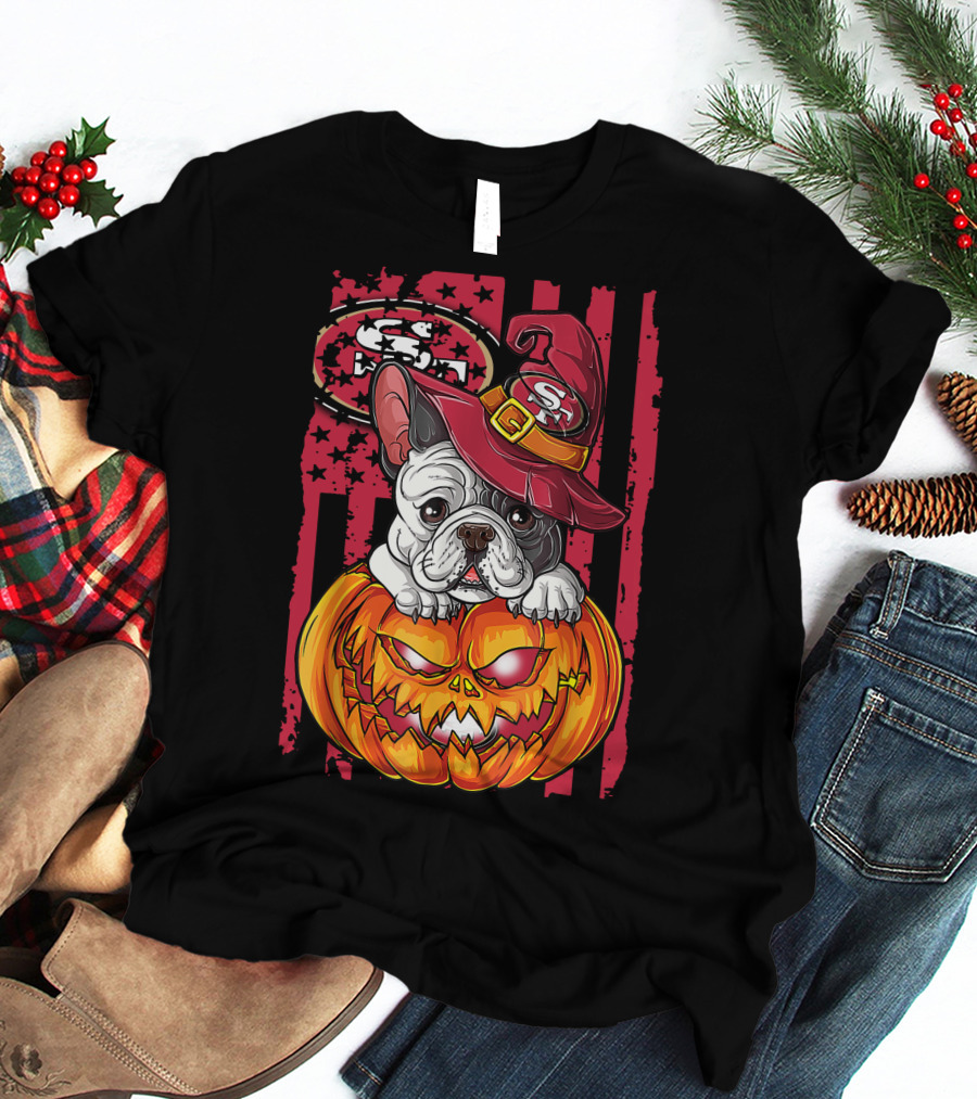 Hlw Bulldog San Francisco 49ers Halloween Pumpkin T-Shirt