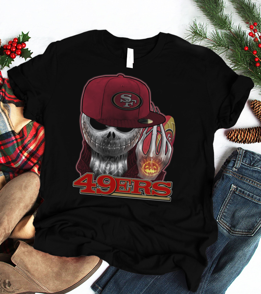 Jackskull 49ers SF Pumpkin Halloween Football T-Shirt