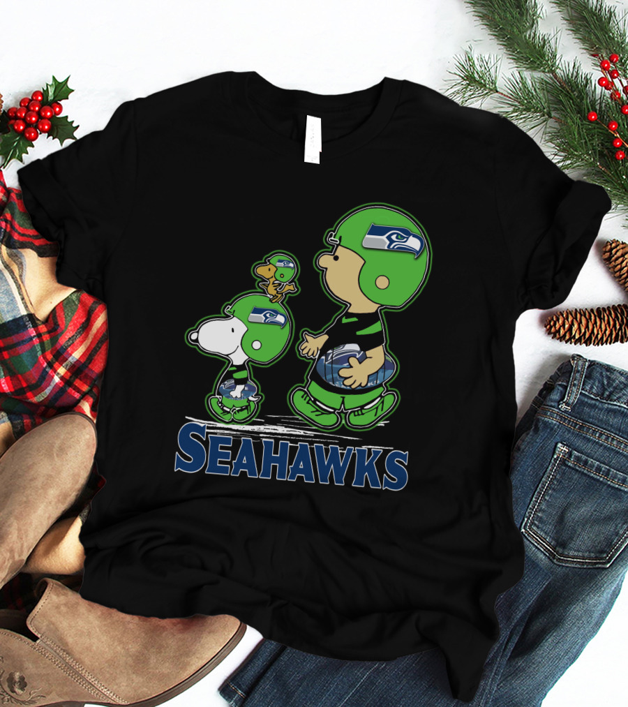 Snpfootball Seattle Seahawks Peanuts Characters Football Helmets Collaboration T-Shirt