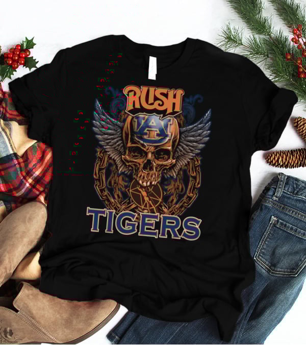 Rush Auburn Tigers Skull Wings Chains T-Shirt