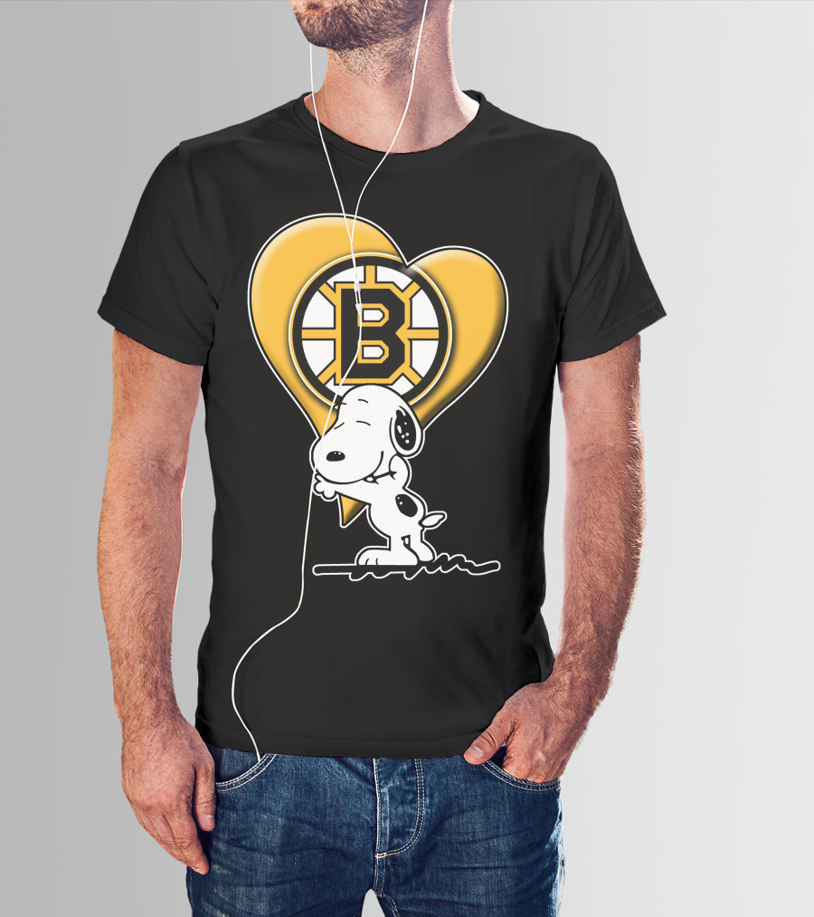 Snoopy Heart Boston Bruins Logo Hug T-Shirt
