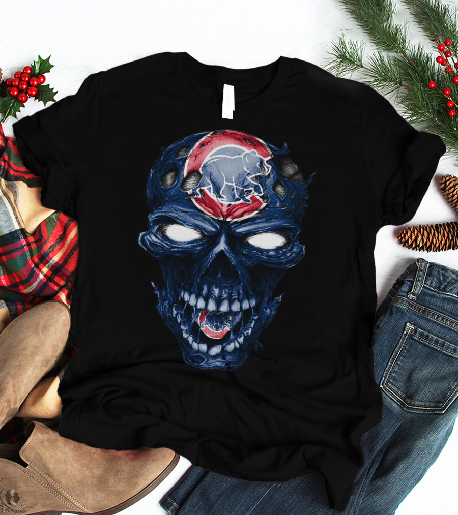 Chicago Cubs Skull Bear Emblem T-Shirt