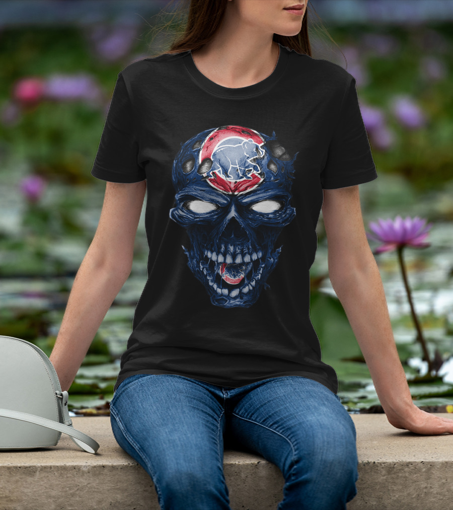 Chicago Cubs Skull Bear Emblem T-Shirt