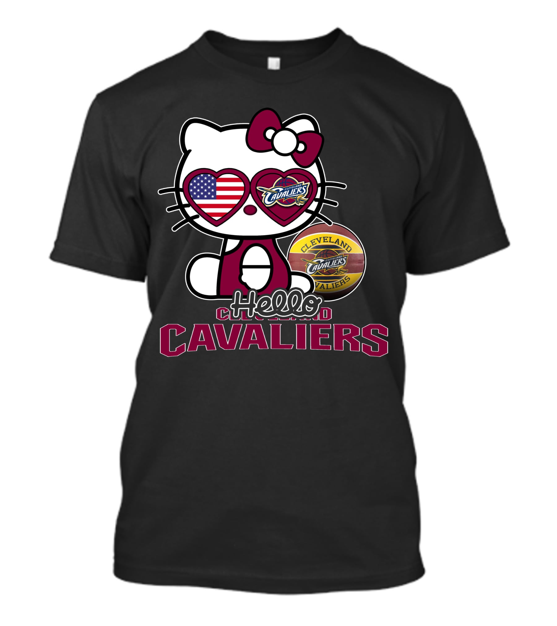 Hello Kitty Cleveland Cavaliers American Flag Basketball Cavaliers T-Shirt